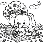 Elefanten Malvorlagen – Elefantens Picknick Tag 2
