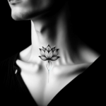 Elegantes und Minimalistisches Stilisiertes Lotusblumen-Hals-Tattoo-Design für Männer