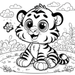 Entzückendes Tiger Ausmalbild für Kinder