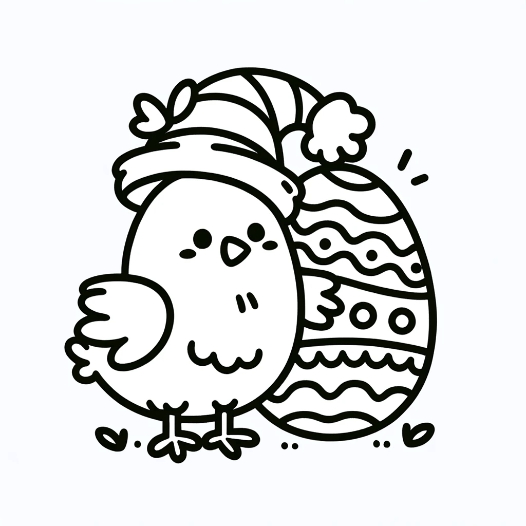 Festliches Huhn und Osterei Malvorlage für Kinder