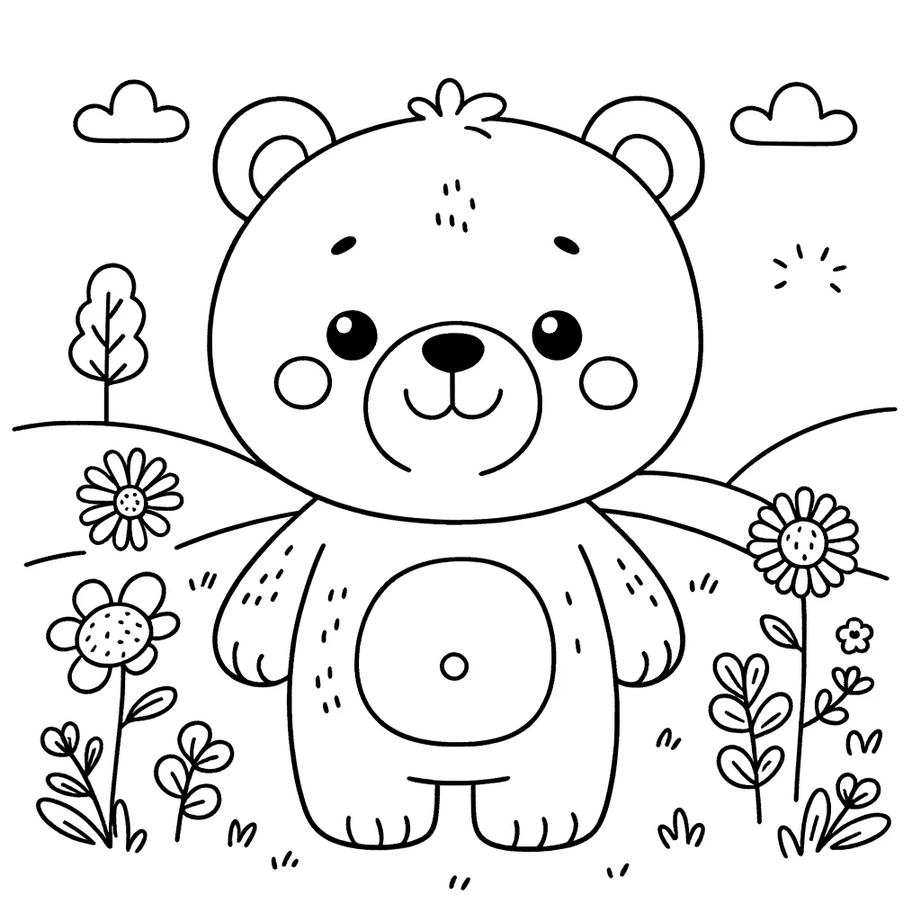 Freundlicher Bär - Ausmalbild 2