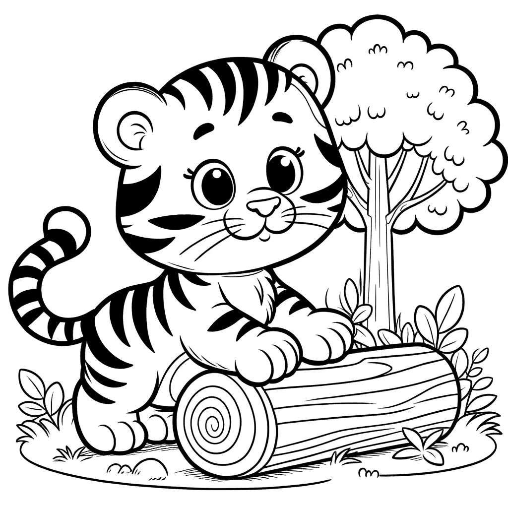 Fröhliche Tiger-Ausmalbild für Kinder