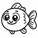 Fröhlicher Fisch: Eine Einfache Malvorlage 2