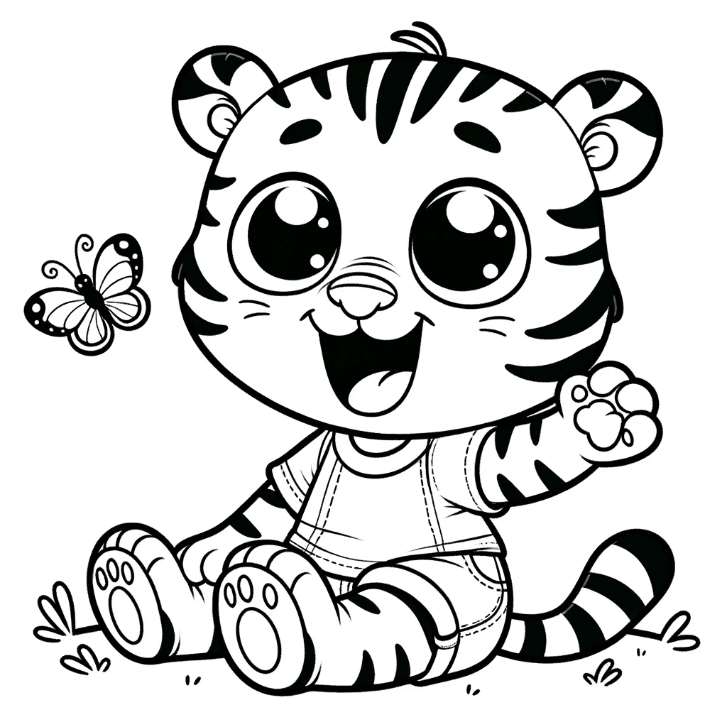 Fröhliches Tiger-Abenteuer Ausmalbild für Kinder