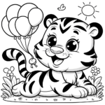 Fröhliches Tiger Ausmalbild für Kinder