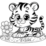 Fröhliches Tiger-Ausmalbild für junge Kinder