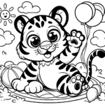 Fröhliches Tiger Spaß Ausmalbild für Kinder