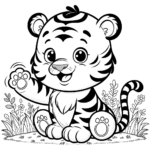 Glücklicher Tiger Spaß Ausmalbild für Kinder