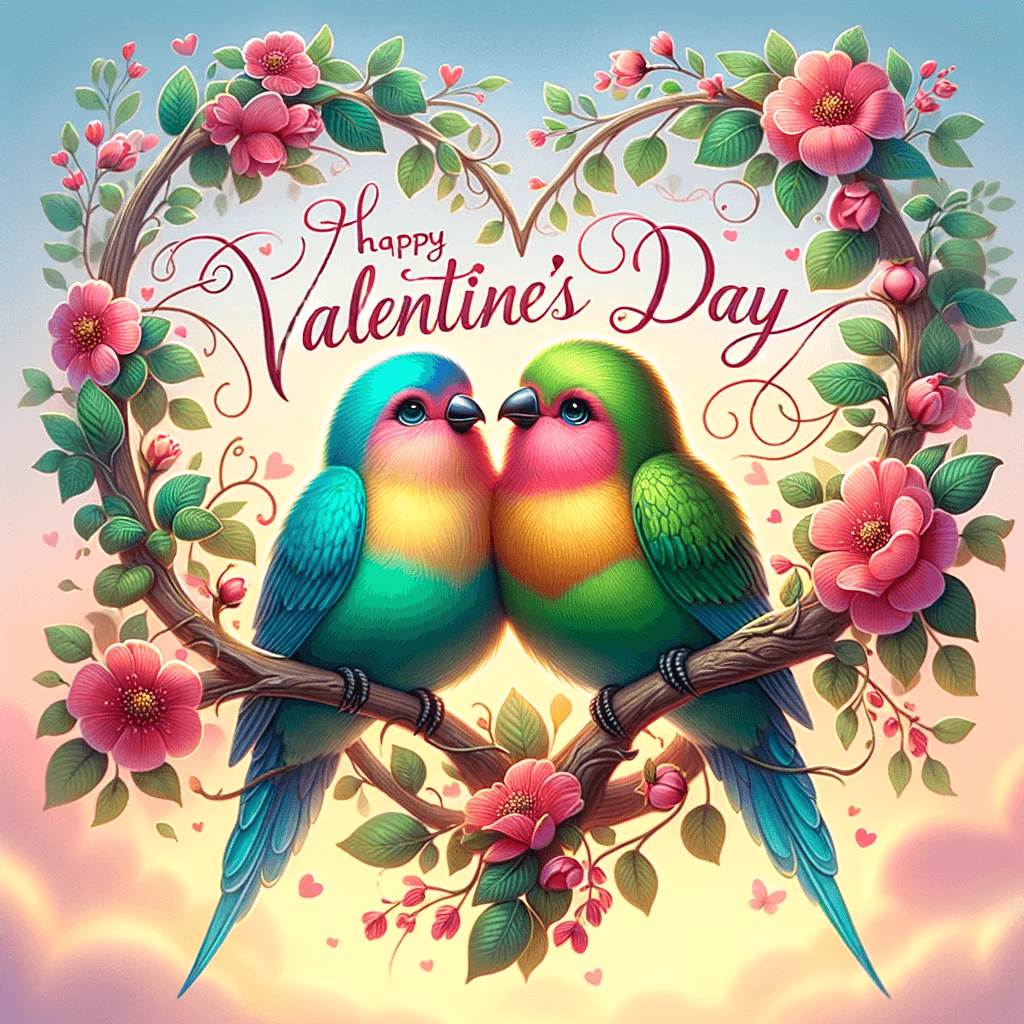 Herz der Liebesvögel - Happy Valentine's Day