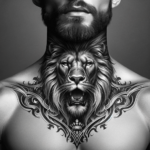 Königliches Löwenkopf-Hals-Tattoo-Design für Männer
