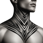 Kühnes und Modernes Abstraktes Geometrisches Hals-Tattoo-Design für Männer