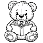 Lernender Teddybär-Ausmalbild