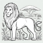 Majestätische Löwen-Malvorlage für Grundschulkinder