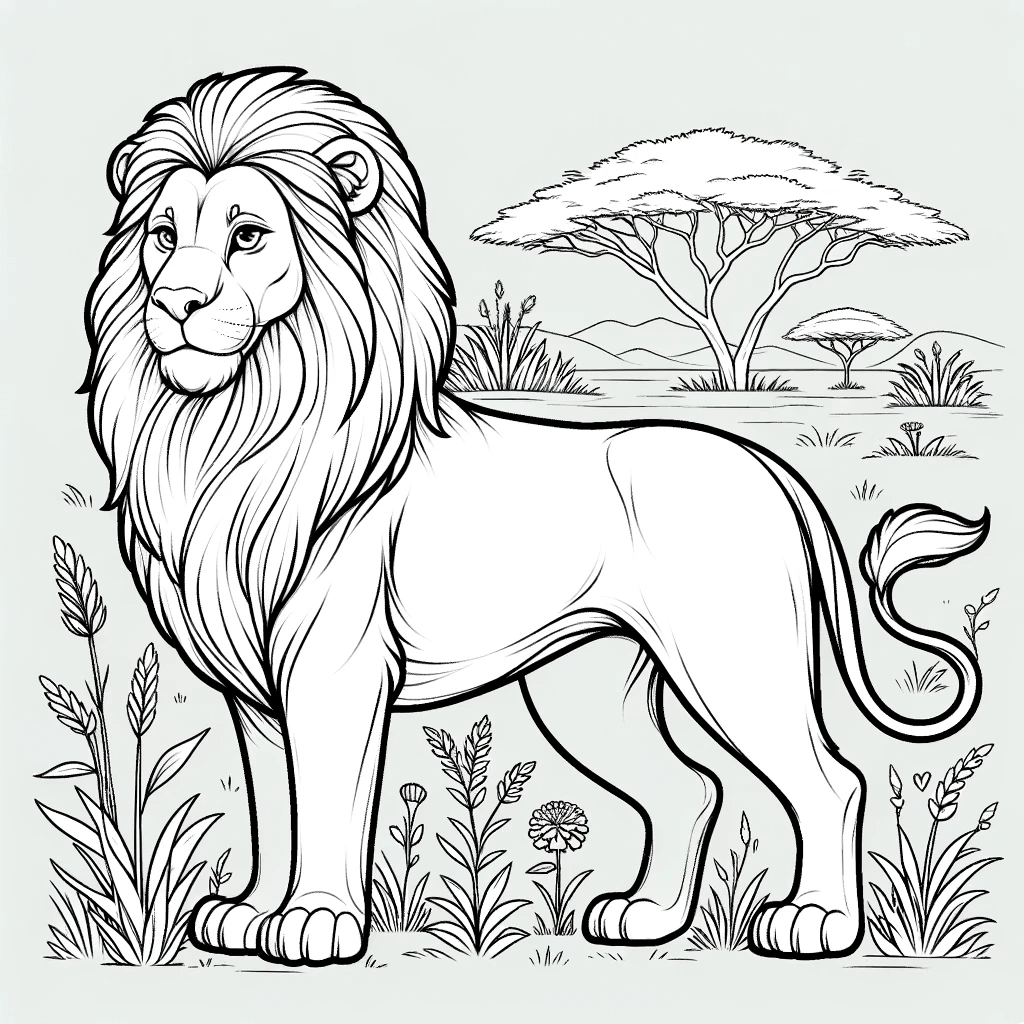 Majestätische Löwen-Malvorlage für Grundschulkinder