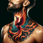 Majestätisches Phönix-Erhebung Hals-Tattoo-Design für Männer