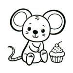 Maus Cupcake-Party Ausmalbild