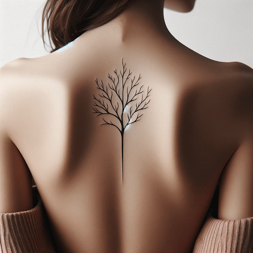 Minimalistisches Baum-Rücken-Tattoo