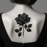 Minimalistisches Schwarzes Rosen-Rücken-Tattoo