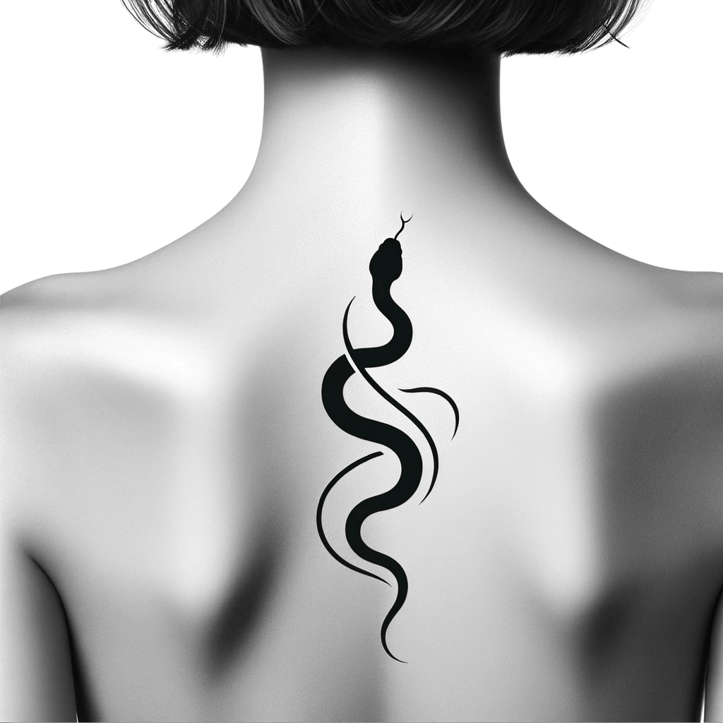 Minimalistisches Schwarzes Schlangen-Rücken-Tattoo