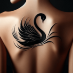 Minimalistisches Schwarzes Schwan Rücken-Tattoo