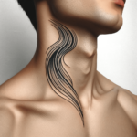 Modernes und Künstlerisches Abstraktes Wellen-Hals-Tattoo-Design für Männer