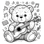 Musikalische Melodie Teddybär Ausmalbild