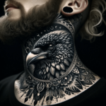 Mystisches Raben-Hals-Tattoo-Design für Männer