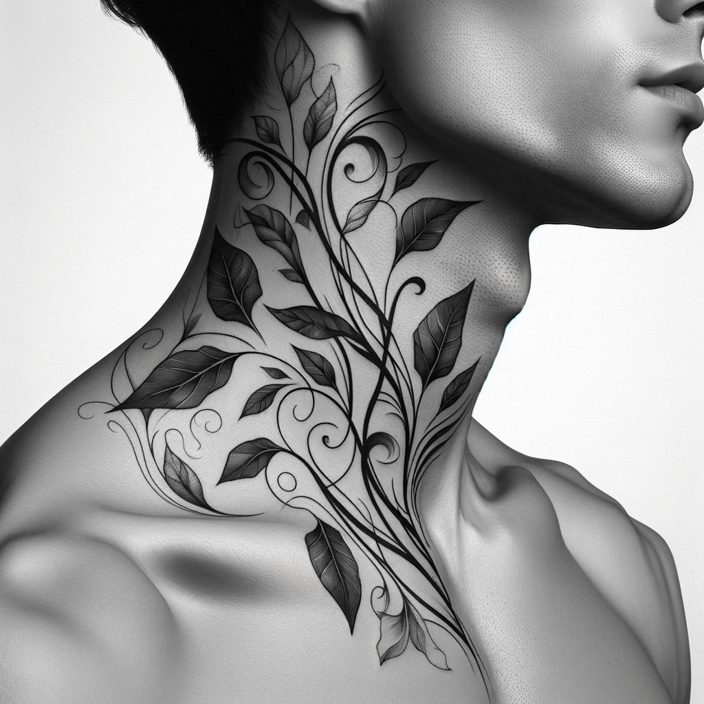 Naturinspiriertes Abstraktes Hals-Tattoo-Design für Männer