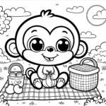 Picknick des Affen Malvorlage