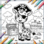 Piraten-Giraffe Abenteuer Malvorlage