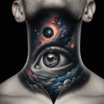 Rätselhaftes Kosmisches Auge Hals-Tattoo-Design für Männer