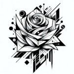 Rosen-Tattoo – Geometrische Rose: Ein abstraktes Tattoo Konzept