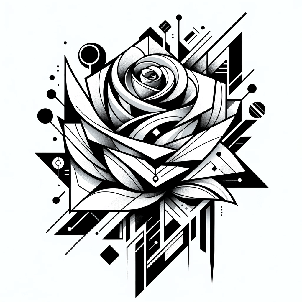 Rosen-Tattoo - Geometrische Rose: Ein abstraktes Tattoo Konzept