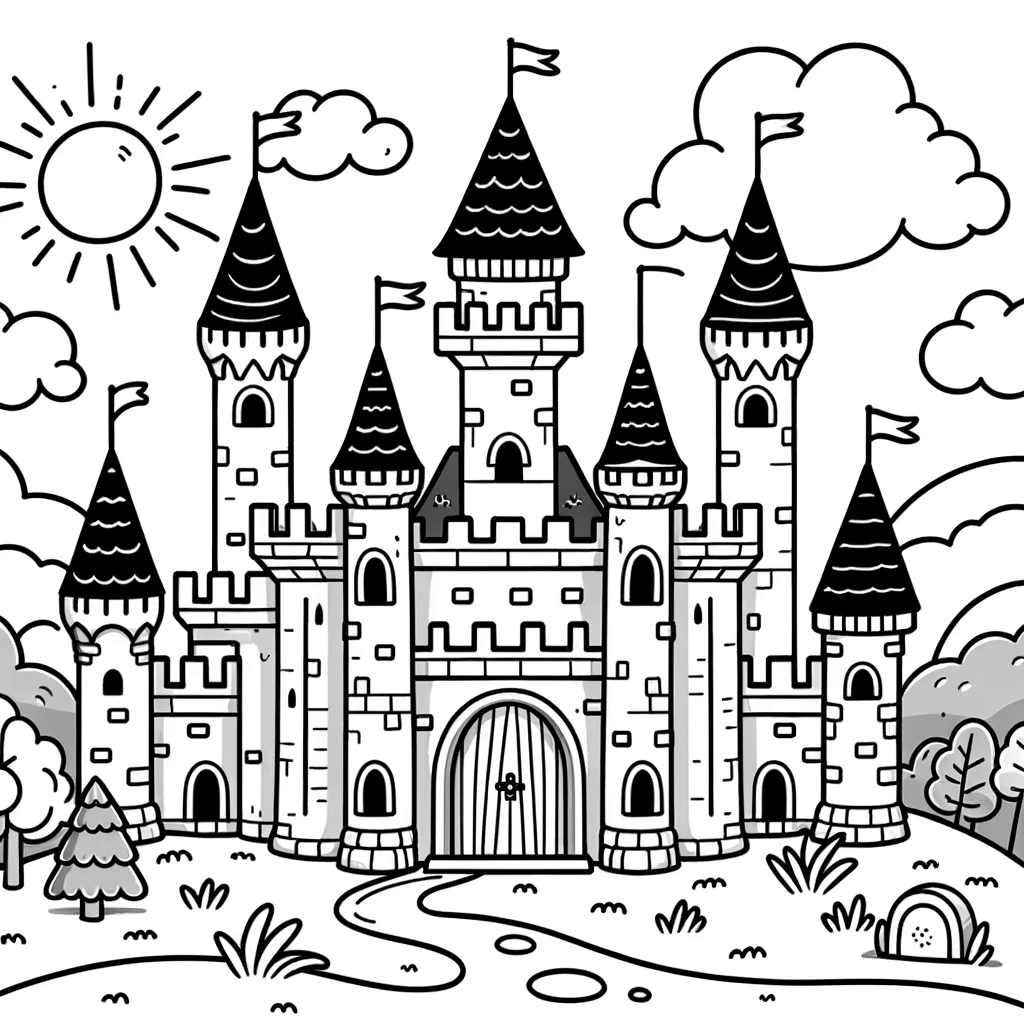 Schloss Ausmalbilder - Fantasieschloss 2