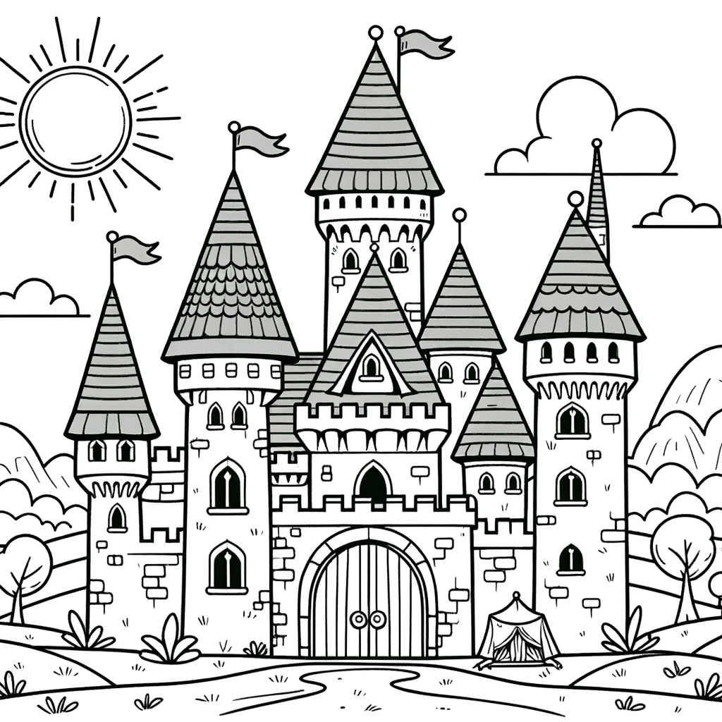 Schloss Ausmalbilder - Fantasieschloss