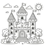 Schloss Ausmalbilder – Zeichentrick-Schloss