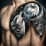 Schulter-Tattoo-Design mit Wolfsmotiv