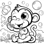 Seifenblasen-Spaß Affe Malvorlage