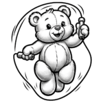 Seilspringen Spaß Teddybär-Ausmalbild