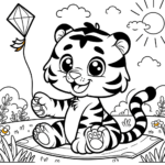 Sonniges Tiger-Abenteuer Ausmalbild für Kinder