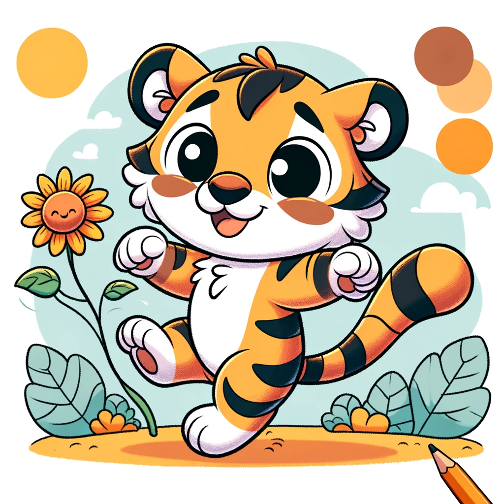 Sonniges Tiger Ausmalbild für Kinder