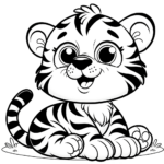 Spaßiges Tiger-Abenteuer Ausmalbild für Kinder