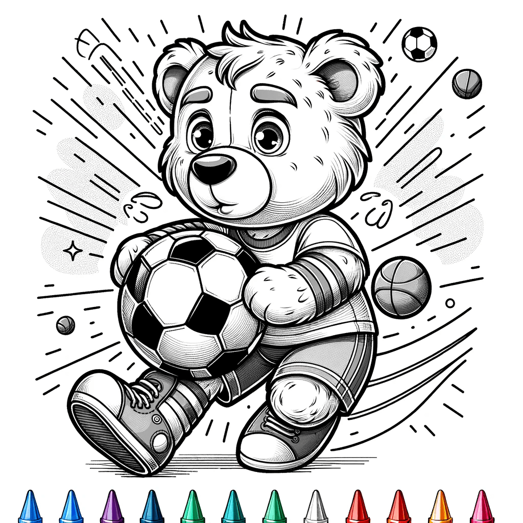 Sportlicher Teddybär Ausmalbild