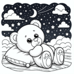 Sternennacht Teddybär-Ausmalbild