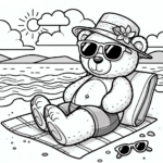 Strandtag Teddybär Ausmalbild
