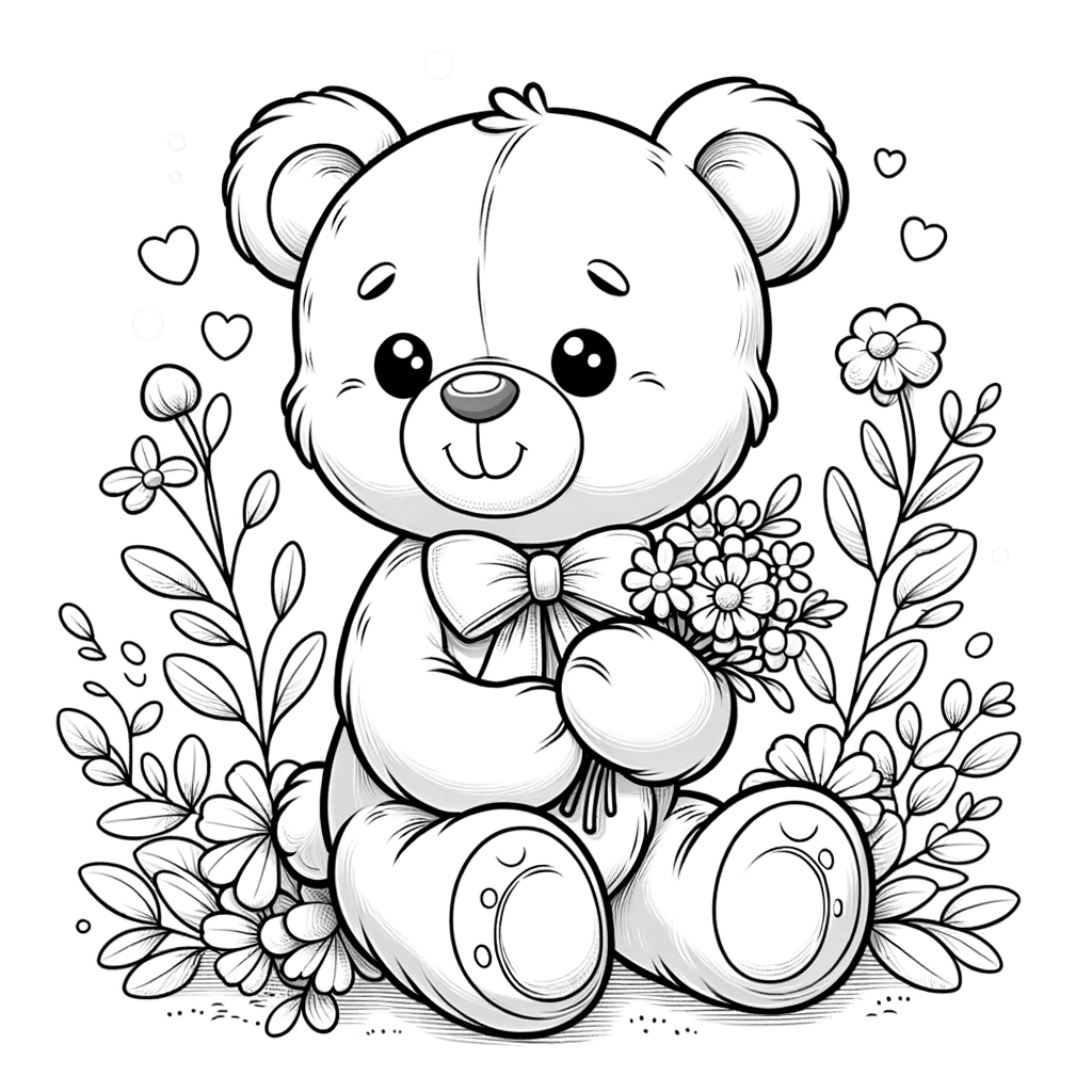 Teddibär und Blumen Malvergnügen