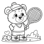 Tennisspieler Bär – Ausmalbild
