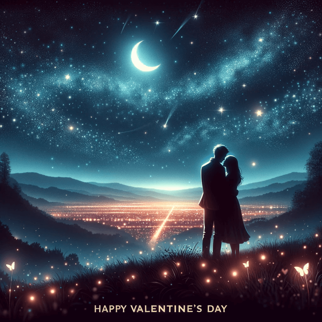 Umarmung unter dem Sternenhimmel - Happy Valentine's Day