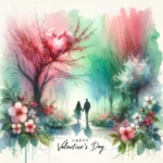 Valentinstag Aquarell Romantik Bild: Ein Weg der Liebe