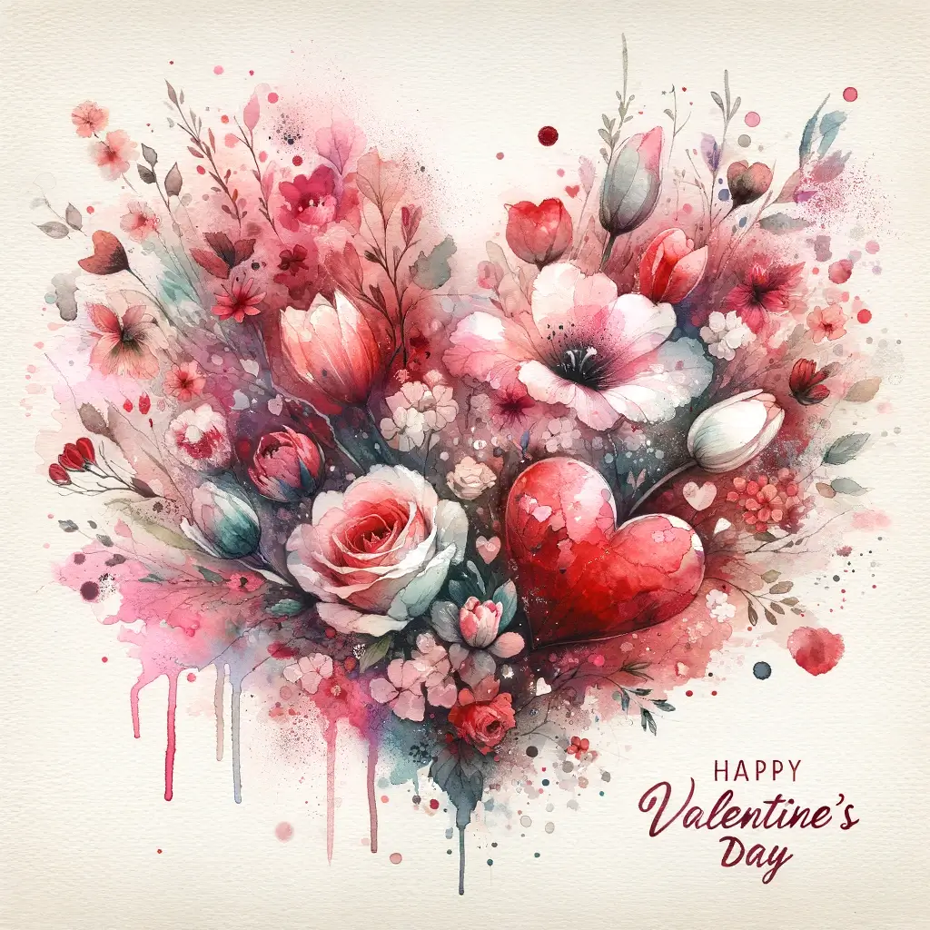 Valentinstag Aquarellherz: Ein Farbspritzer der Liebe